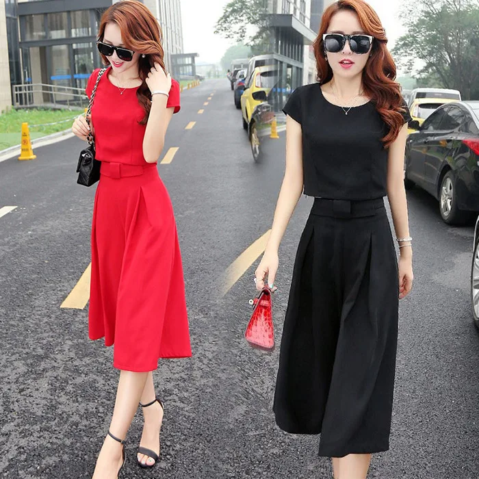 

Slimming Spring And Summer New Style WOMEN'S Dress Fashion Loose Capri Loose Pants Korean-style Fashion Leisure Suit Two-Piece S