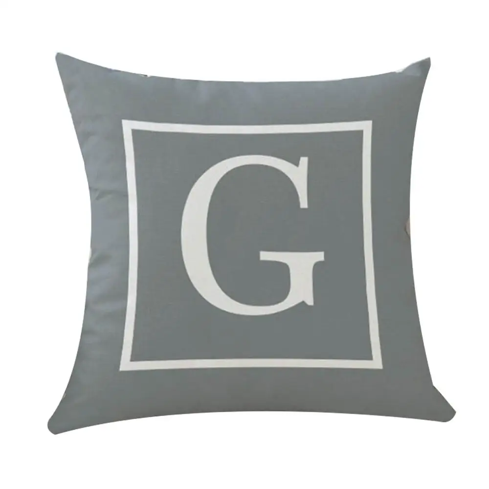 G Meijuner Cushion Cover Grey 26 English Alphabet Throw Pillowcase Single-sided Printing Pillowcase For Hotel Coffee Home Decor - Цвет: G