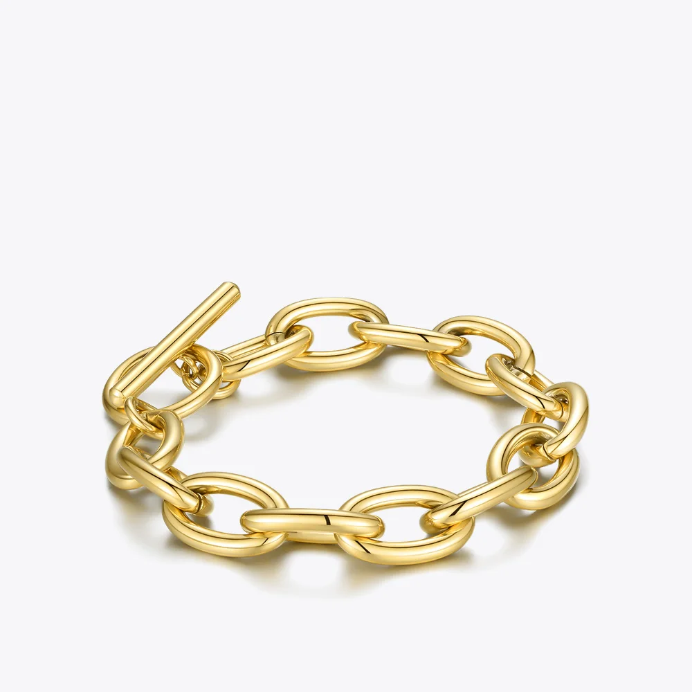 

ENFASHION Punk Oval Bracelets For Women Gold Color Stainless Steel Simple Chunky Chain Bracelet 2020 Fashion Jewelry Gifts B2187