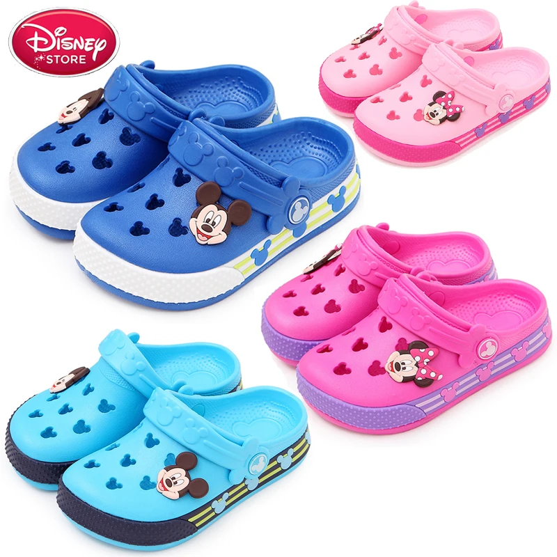 Disney-zapatillas de verano para niños y niñas, zapatos antideslizantes de Minnie, Mickey Mouse, para el baño, interior