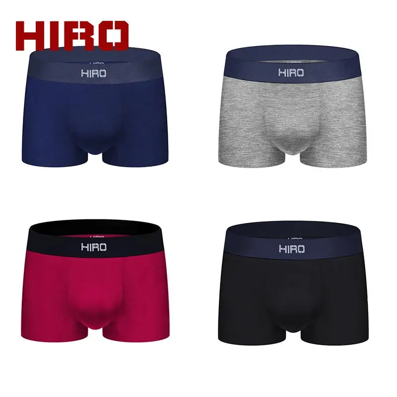 

HIRO 4Pcs Sexy Underwear Men Boxer Soft Mens Boxershorts Men Boxers Cotton Male Underpants Boxer Shorts Lingerie Solid G01