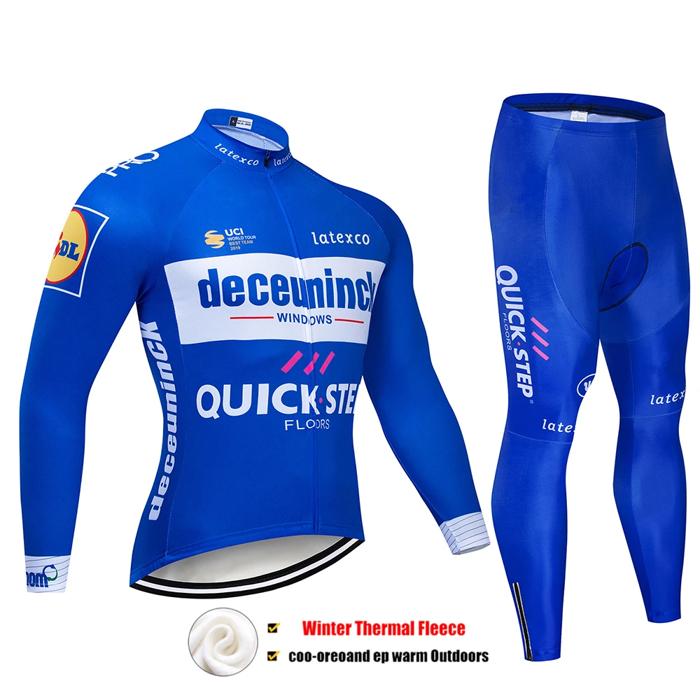 Pic Color Pro Team QUICK STEP Велоспорт Джерси 9D нагрудник набор Бельгийская велосипедная одежда мужская зимняя теплая флисовая велосипедная Одежда для велоспорта - Цвет: Pic Color