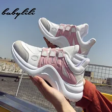 Модные кроссовки на платформе; кроссовки из дышащей сетки на массивном каблуке для женщин; Basket Femme; повседневная обувь на шнуровке; женская Вулканизированная обувь