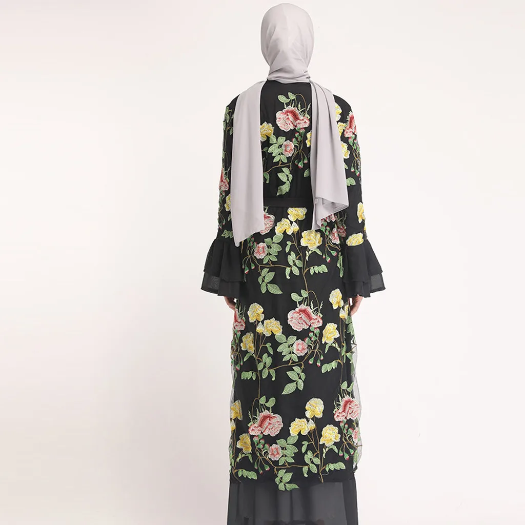 Abaya исламское турецкое длинное платье Дубай повседневное женское цветочное длинное платье с принтом халат открытый кардиган «абайя» мусульманское дубайское платье
