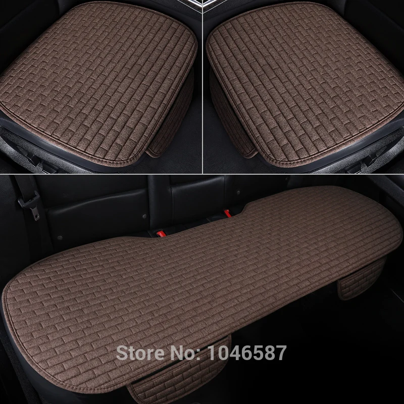Funda de lino para asiento de coche, cojín protector delantero y trasero, alfombrilla protectora