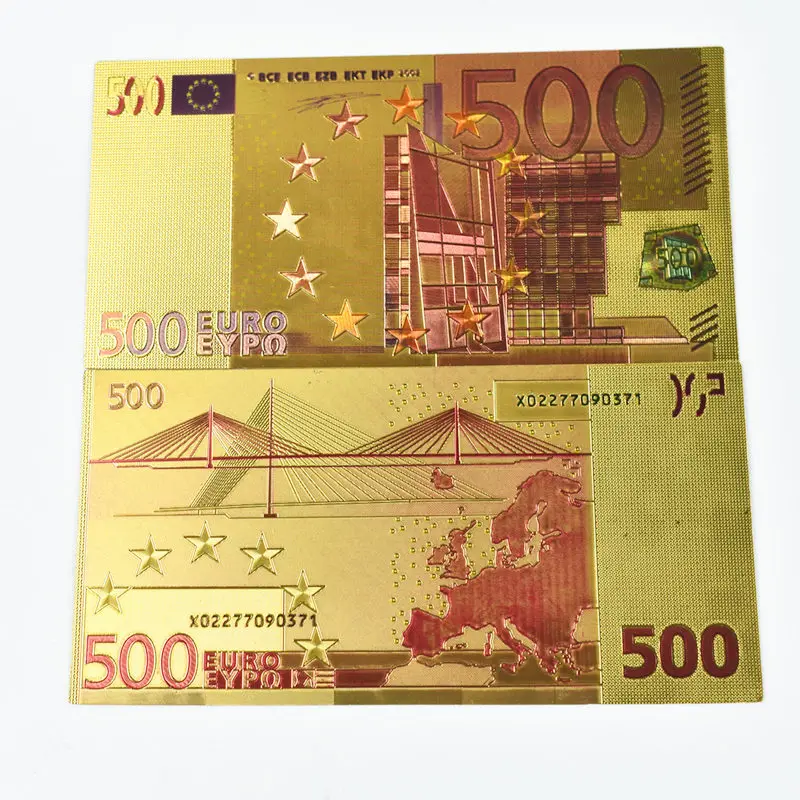 

100 500 EUR Gold Banknotes in 24K Gold Plated Dollar Euros Fake Money for Collection