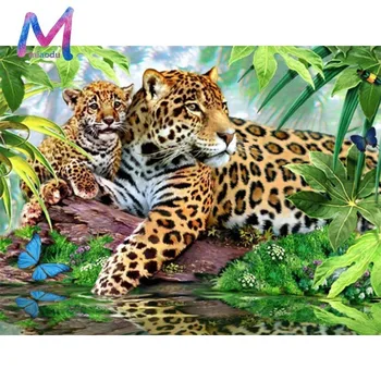 

Full Square Diamond Embroidery Leopard DIY Diamond Painting Cross Stitch Animal Rhinestones Needlework Home Decor Mosaic 5D