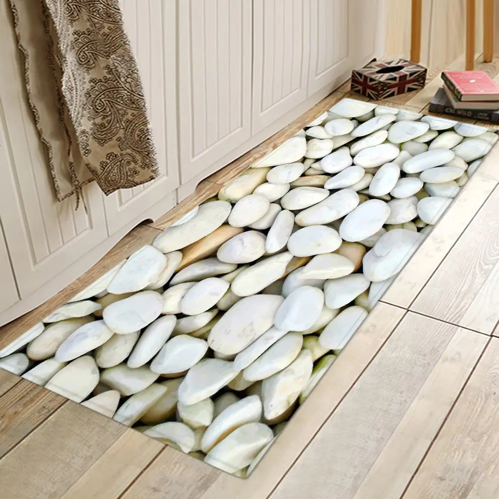 Pebble серии фланелевая печать домашний Противоскользящий абсорбирующий входной коврик, коврик для ванной комнаты, дверной коврик, прикроватный коврик - Цвет: cobblestone4