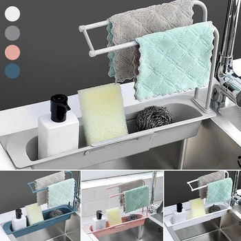 

Sink Rack Shelf Soap Sponge Drain Storage Organizer Racks Basket Bag Faucet Holder Bathroom Holder Kitchen Accessorie Organizer