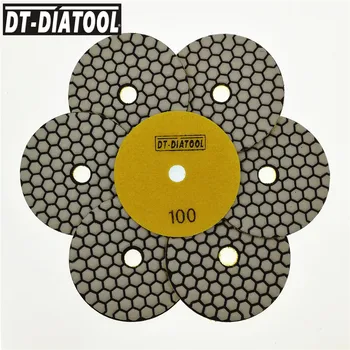 

DT-DIATOOL 7pcs Dia 4 inch/100mm Resin Bond Diamond Dry Polishing Pads Grit #100 Sanding Disc For Granite Marble Stone