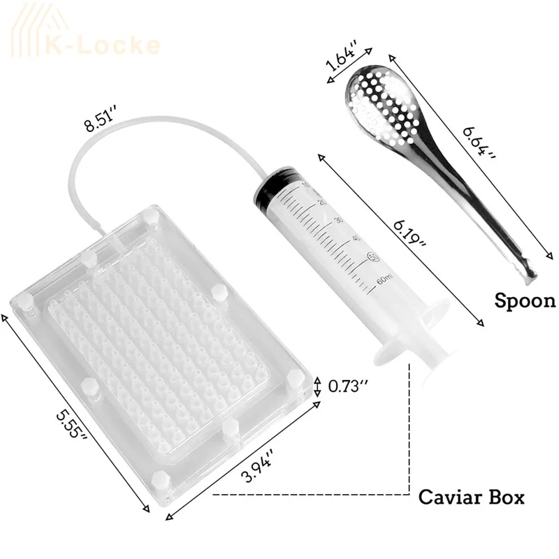 96 Holes Kitchen Molecular Cuisine Caviar Maker With Tube Spoon Caviar Builder Dispenser Filter Tool Molecular Gastronomy Kit