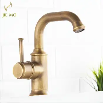 

Tall Antique Brass basin Faucet Bathroom With Single Handle Vintage Deck Mount Torneiras Hot Cold Bath Mixer Water Tap JM147