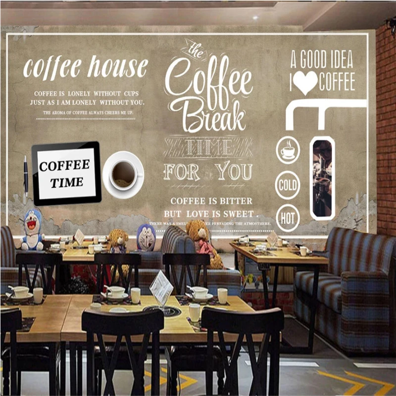 European And American Hand Painted Coffee Dessert Shop Industrial Decoration Cement Wall Background Wallpaper Cafe Wall Paper 3d Wallpapers Aliexpress