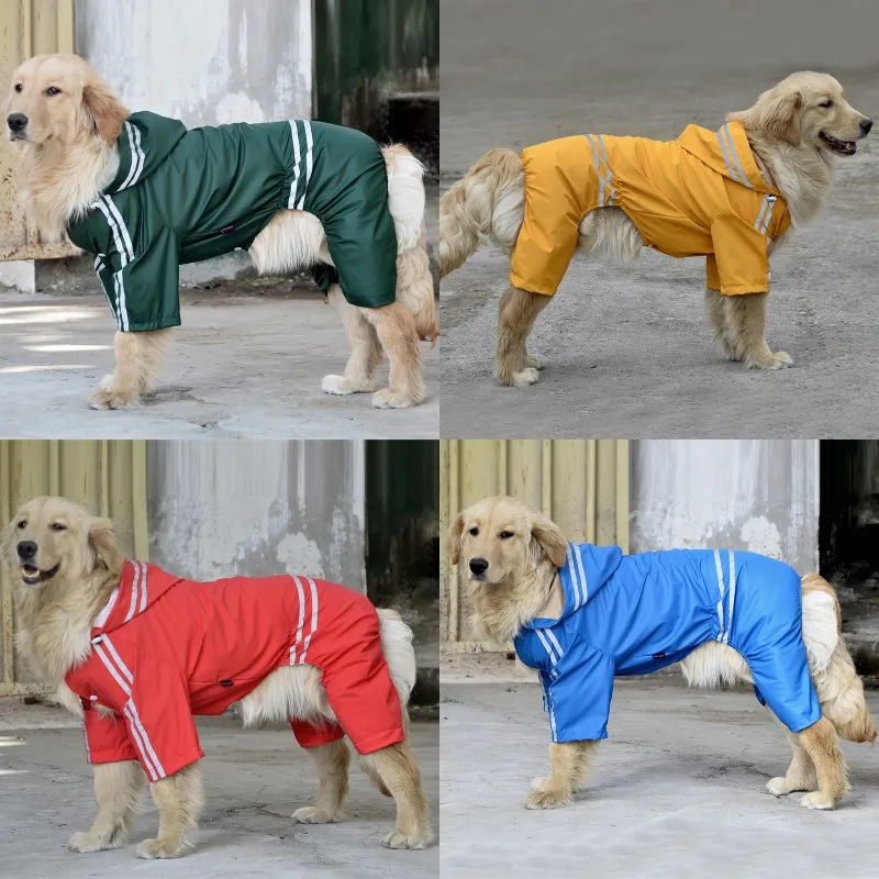 

Large Dog Raincoat Clothes Waterproof Rain Jumpsuit Big Dogs Overalls Cloak Labrador Golden Retriever Outdoor Pet Clothing Coat