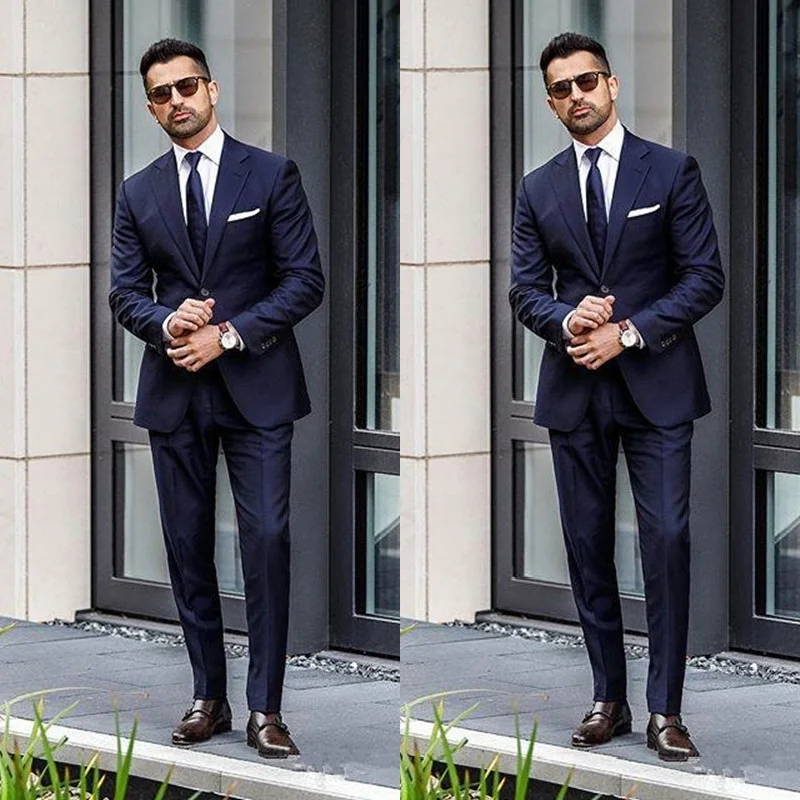 41Fashion Wedding Tuxedos Slim Fit Suits For Men Groomsmen Suit Two Pieces Cheap Prom Formal Men Blazer Suits (Jacket +Pants