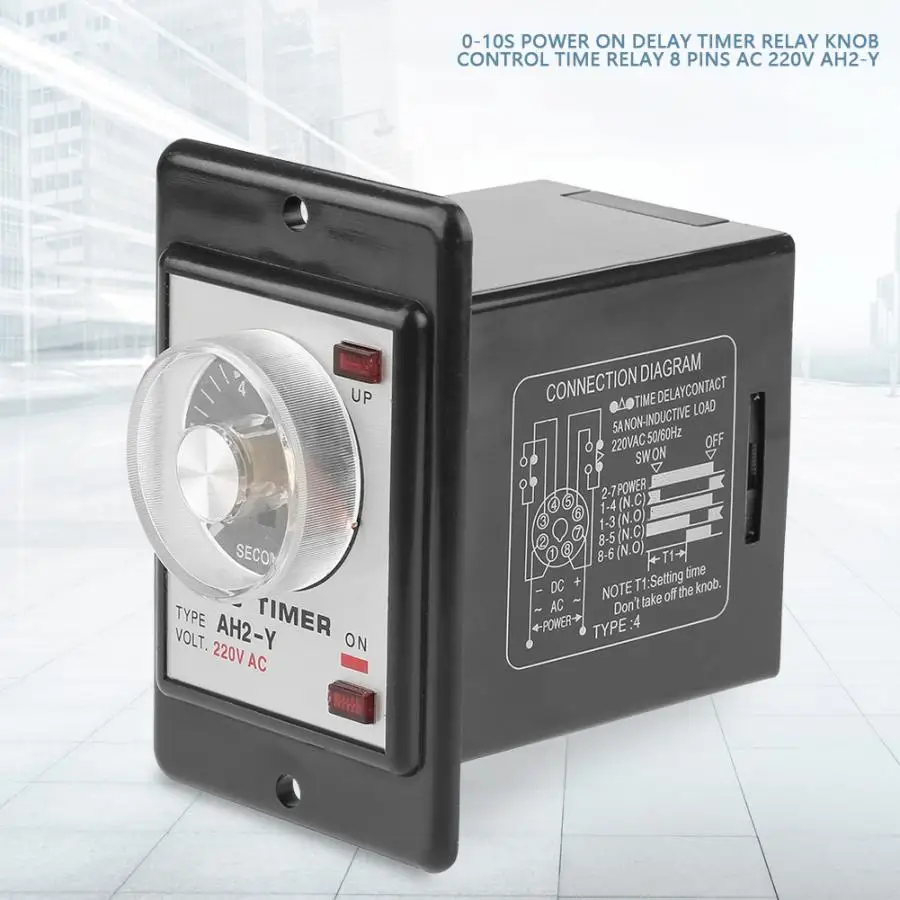 

AH2-Y 0-10s bistable relay Power On OFF Delay Timer Relay Knob Control Time Relay 8 Pins AC 220V