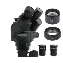 Черный 7X-45X 3.5X-90X Simul фокусным расстоянием тринокулярный микроскоп зум стерео головка микроскопа+ 0.5x 2.0x Вспомогательный объектив