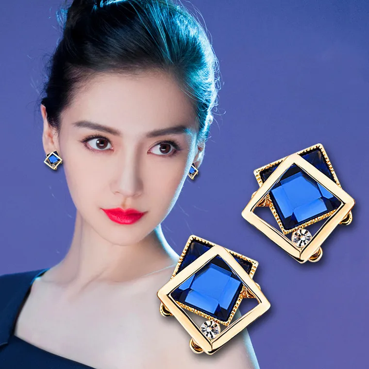 E1231 Blue XIYANIKE новые Геометрические Квадратные Кристальные серьги-гвоздики для женщин, модные вечерние серьги золотого цвета, аксессуары Brincos E285 - Окраска металла: E1231 Blue