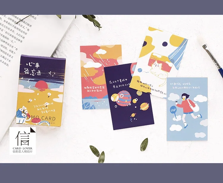 28 листов/набор Happy Mind Memo Series Lomo Card мини открытка поздравительная открытка «сделай сам» подарок на день рождения письмо Открытка 52*80 мм