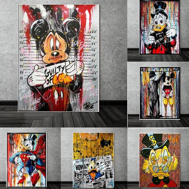 Disney Art Luxury Mickey Mouse and Donald Duck Fashion Canvas Prints  Cartoon Pictures on Home Decor Wall Art Painting Posters - AliExpress