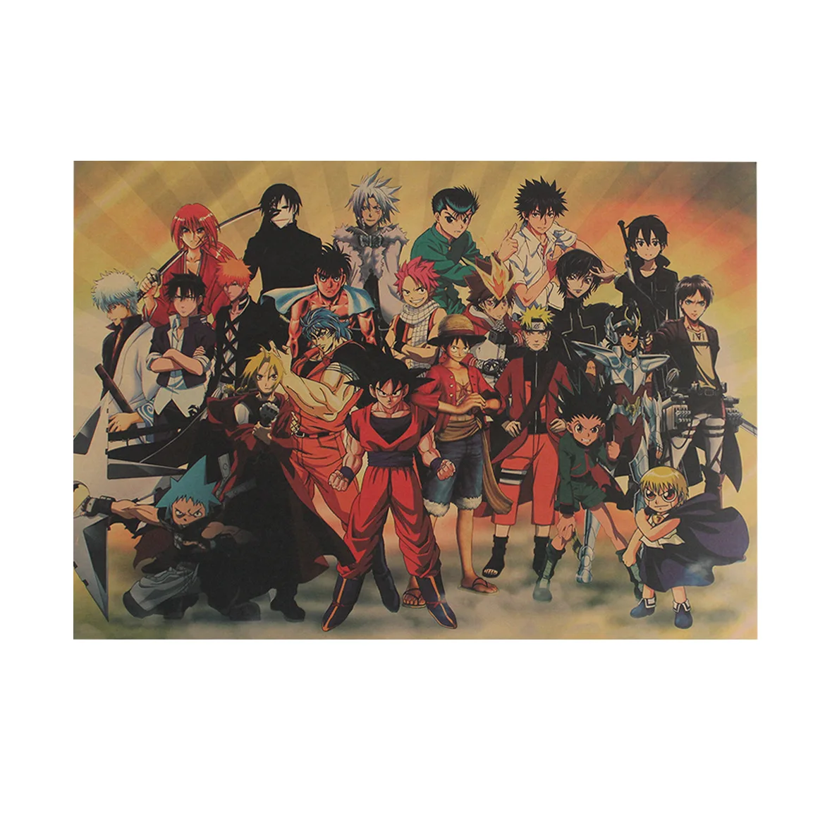 

[A1204] Cartoon Characters Large Collection Nostalgic Retro Kraftpaper Poster Bar Cafe Decorative Painting