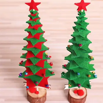 

2 Sets Christmas DIY Handmade Supply Light Safe Gift Desk Ornament Christmas Tree Making Material Kit for Home Children Kids
