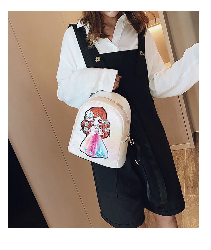 Cartoon Princess Backpack Casual Children GIRL'S School Bag Pearl Backpack Mini Japanese Korean Double Back