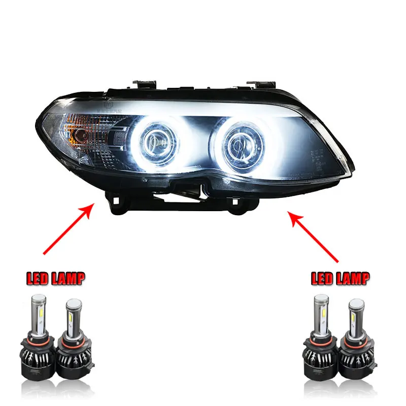 Пара для BME x5 e63 светодиодный фары 2003-2006x5 e63 HID фары биксеноновые фары противотуманные дневные ходовые огни двойные линзы - Цвет: ALL LED