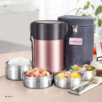 

2L Insulated Lunch Box Stainless Steel Multi-layer Office Worker with Meal 1 Person Portable Vacuum Extra Long Insulated Bucket