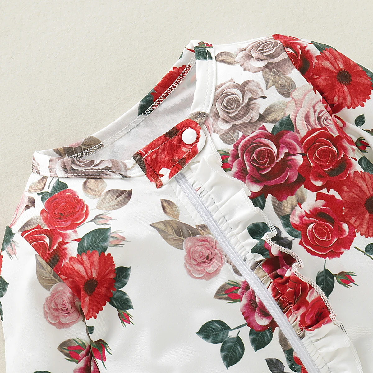 Floral Romper Autumn White Long Sleeve Toddler Infant Newborn Baby Kid Girl Round Neck Cotton Jumpsuit Clothing Outfits