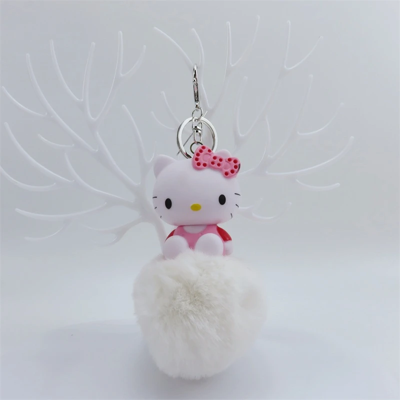 Симпатичный помпон pom с плюшевой цепочкой для ключей kawaii cat Маленькая подвеска женская сумка креативный брелок подарок на день Святого Валентина на день рождения