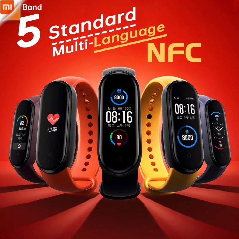 Wristband Fitness Sport-Monitor Xiaomi Blacelet-Stress 5-Standard Alarm NFC Health-Heart-Rate