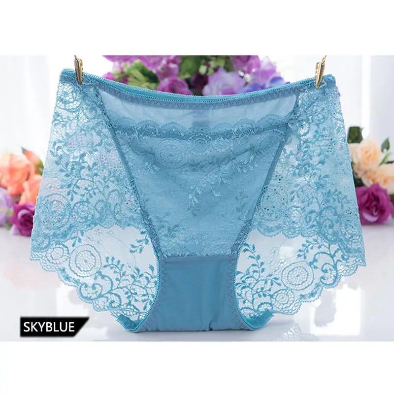 Женские трусики с высокой талией, сексуальное кружевное Прозрачное нижнее белье, дышащие трусы с цветочной вышивкой, бесшовное нижнее белье размера плюс