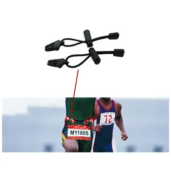 

2pairs Race Bib Number Fixing Clips Buckles Loop Holder Elastic Rope for Marathon Triathlon Running Waist Belt Bag
