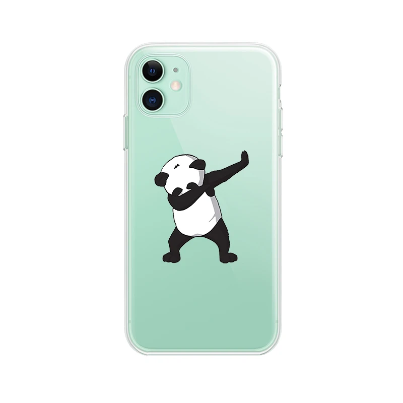 Мягкий силиконовый чехол с пандой для iPhone XR X 11 Pro XS MAX Женский кристаллами 7 8 Plus 6s 6 5