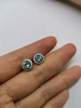 

5mm Natural Apatite earrings 925 Sterling Silver girl jewelry