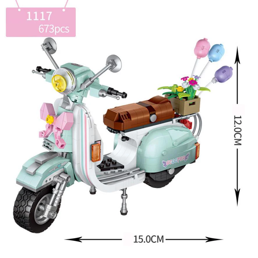 

Loz Creative Scale City Vehicle Mini Diamond Building Block Vespa Motorcycle Assemble Model Bricks Toys Collection For Gifts