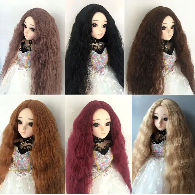 1:3 BJD Dolls Curly Wig Centre Parting Hair for Doll DIY Accessory