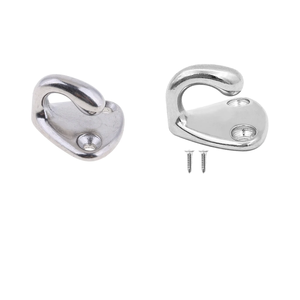 2pcs Marine Stainless Steel Boat Pad Eye Hook Fixing Hardware