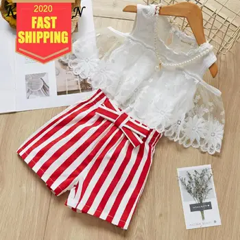 

Keelorn Girls Clothing Sets 2020 Summer Fashion Children Infant baby Sleeveless T-shirt +Pants 2Pcs Suit Kids Girls Clothes set