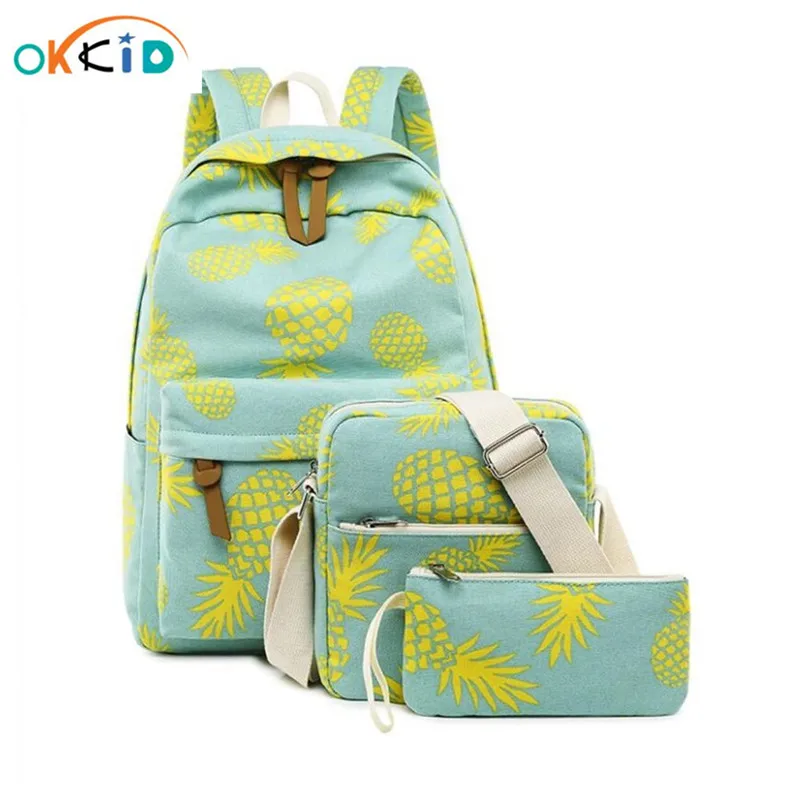 3 шт./компл. детские школьные сумки для девочек подростков милый холщовый