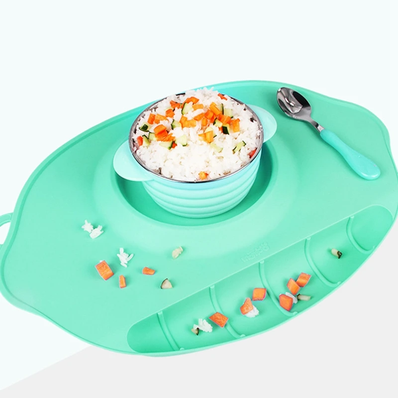 1 шт., силиконовый детский коврик, тарелка для кормления, поднос, тарелка для детей, силиконовая Тарелка на присоске, обеденный стол, подстилка для детей
