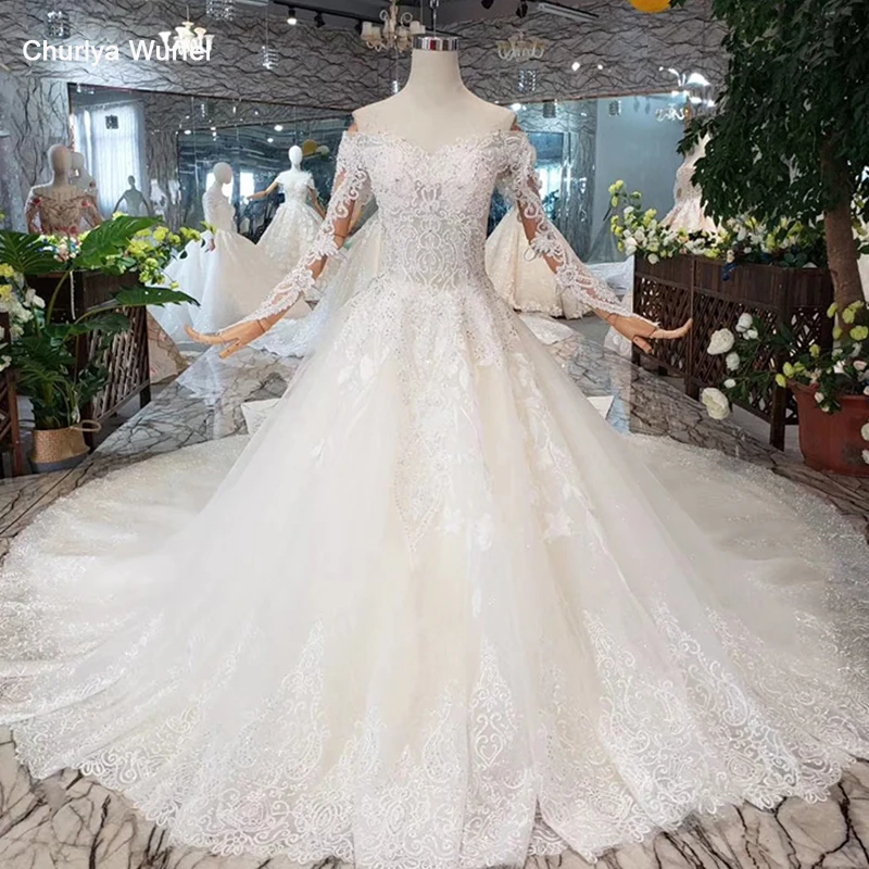 HTL287 простое Бохо свадебное платье со съемным шлейфом с открытыми плечами и v-образным вырезом А-силуэта кружевное свадебное платье принцессы robe de mariee