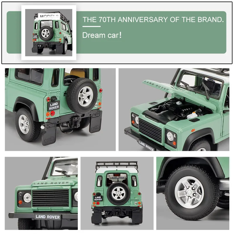 Welly 1:24 Land Rover Defender ArmyGreen модель автомобиля из сплава отлитые и игрушечные
