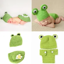 Casual 0-3months Photography Props Four Season Infant Elastic Mixed Color Knitted Baby Frog Photography Costume