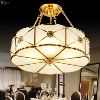 

Europe Lustre Copper Led Pendant Chandeliers Lights Glass Bedroom Led Chandelier Lighting Fixture Dining Hanging Light Luminaria
