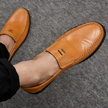 

ROMMEDAL men's casual shoes genuine leather slip-on male driving loafers breathable comfy handmade outdoor walking flats for man