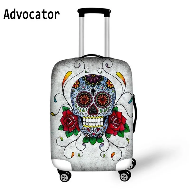 Защитный чехол ADVOCATOR Cool Skull с цветочным рисунком для путешествий, пылезащитный чехол, водонепроницаемый багажный чехол, 18-28 дюймов, модные эластичные чехлы