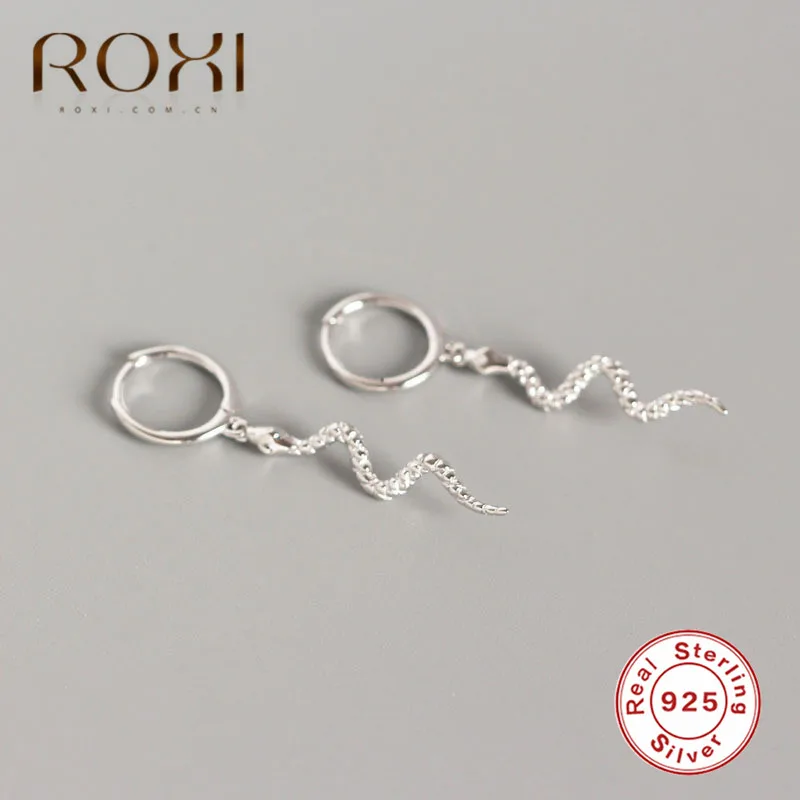 GSRG-11 ROXI, серьги в стиле панк со змеей, 925 пробы, серебряные, с подвеской в виде змеи, серьги-гвоздики для женщин, животный альпинист, ювелирное изделие для ушей - Окраска металла: GSRG-11
