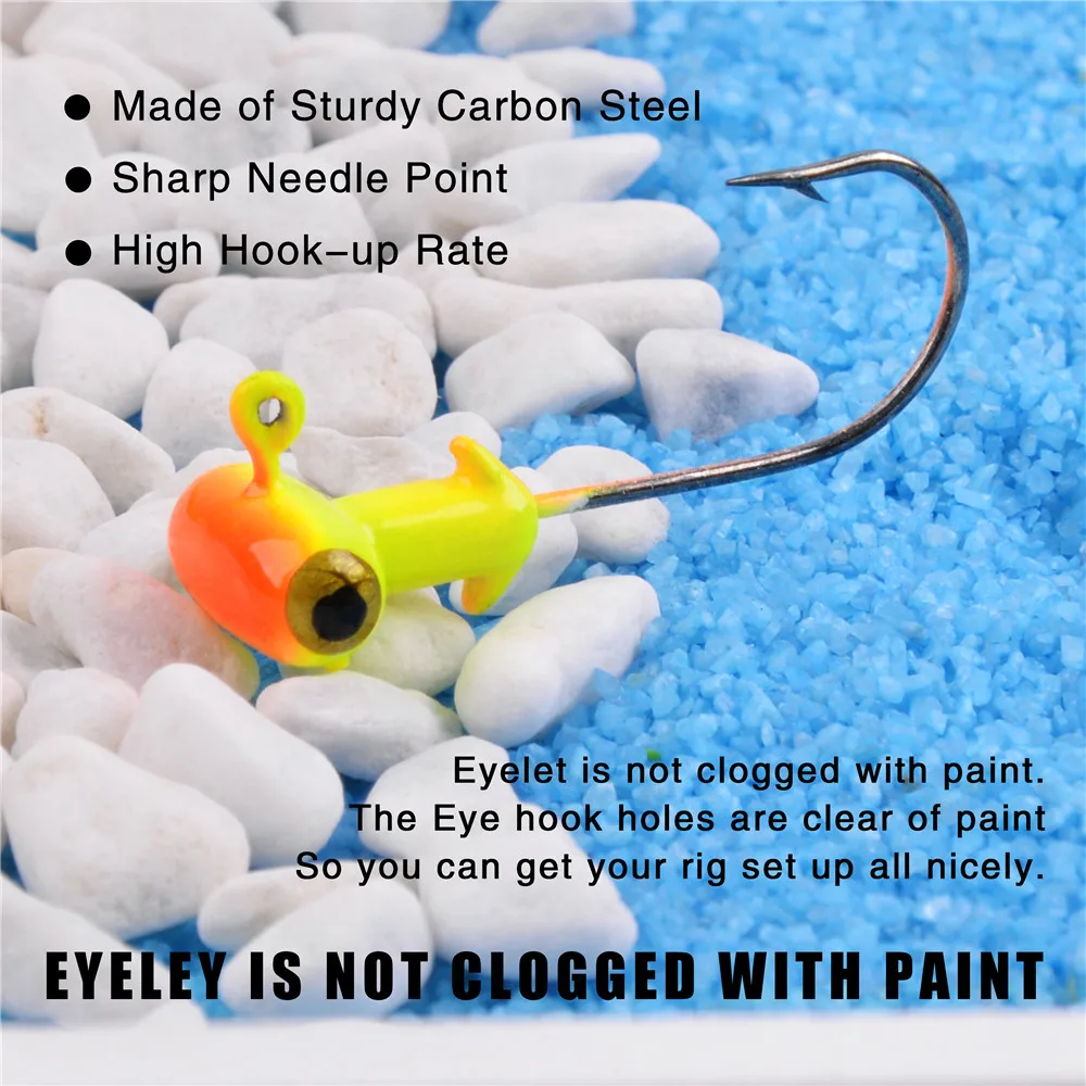 10 Stück zylindrische Jigköpfe Angelhaken Kurbelwurm Jighaken 3D Fischaugen Walleye Crappie Bass Trolling Köder Angeljigs – Detail 6